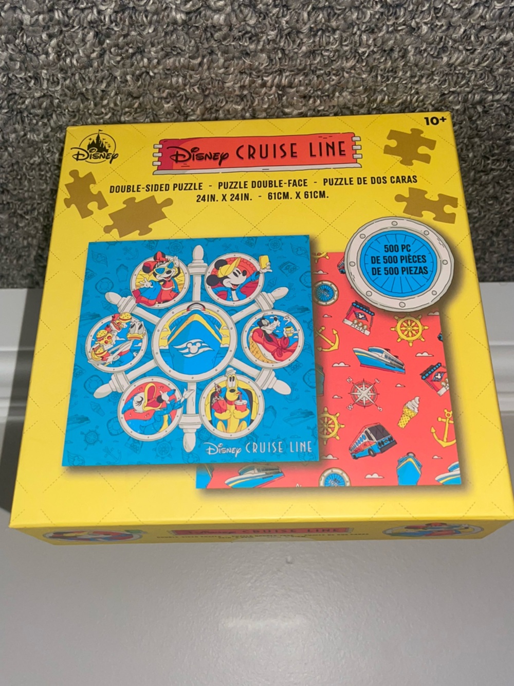 Disney Cruise Line Double-Sided Kids Puzzle - Yellow Box with Blue & Red Art